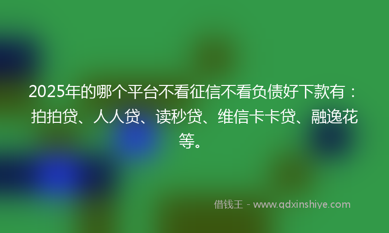 2025年的哪个平台不看征信不看负债好下款有：拍拍贷、人人贷、读秒贷、维信卡卡贷、融逸花等。