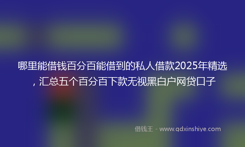 哪里能借钱百分百能借到的私人借款2025年精选，汇总五个百分百下款无视黑白户网贷口子