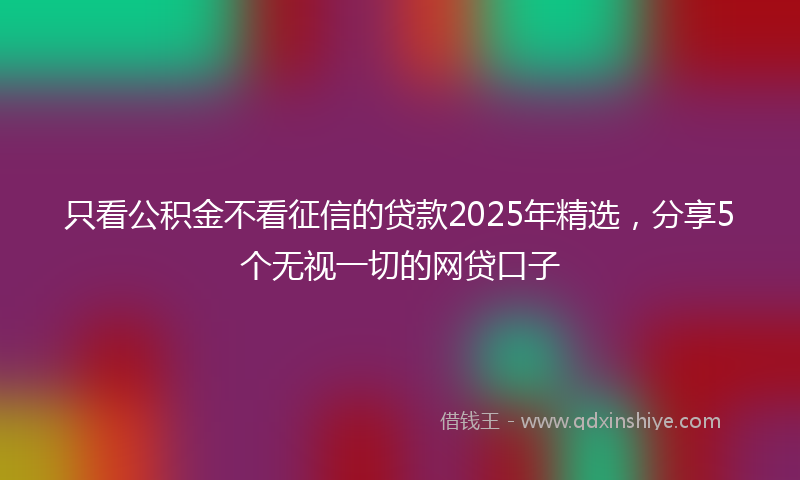 只看公积金不看征信的贷款2025年精选，分享5个无视一切的网贷口子