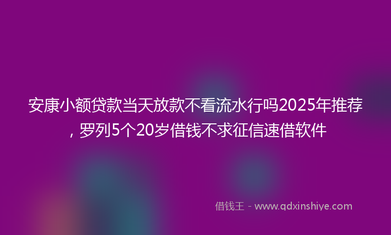 安康小额贷款当天放款不看流水行吗2025年推荐，罗列5个20岁借钱不求征信速借软件