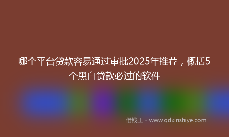 哪个平台贷款容易通过审批2025年推荐，概括5个黑白贷款必过的软件