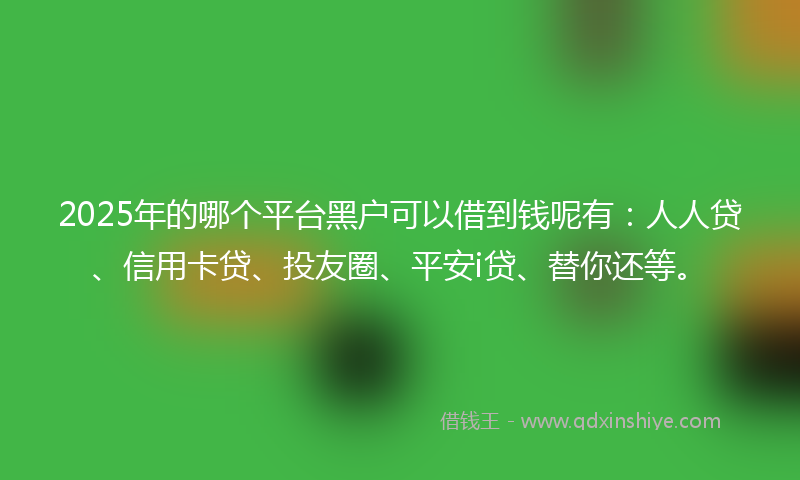 2025年的哪个平台黑户可以借到钱呢有：人人贷、信用卡贷、投友圈、平安i贷、替你还等。
