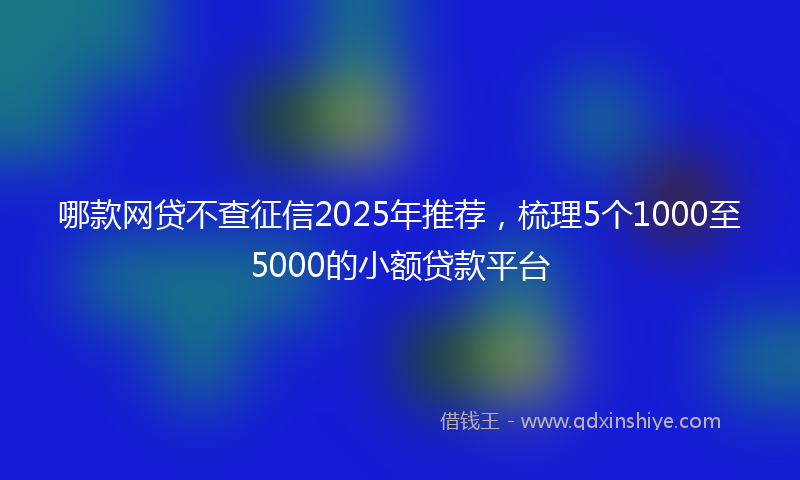 哪款网贷不查征信2025年推荐，梳理5个1000至5000的小额贷款平台
