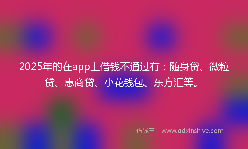 2025年的在app上借钱不通过有：随身贷、微粒贷、惠商贷、小花钱包、东方汇等。