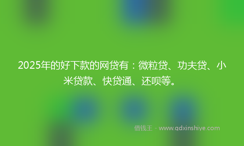 2025年的好下款的网贷有：微粒贷、功夫贷、小米贷款、快贷通、还呗等。