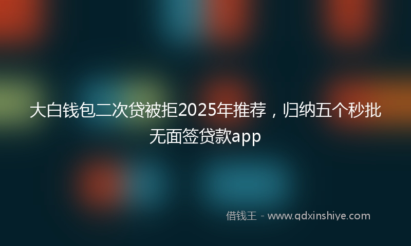 大白钱包二次贷被拒2025年推荐，归纳五个秒批无面签贷款app