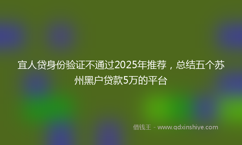 宜人贷身份验证不通过2025年推荐，总结五个苏州黑户贷款5万的平台