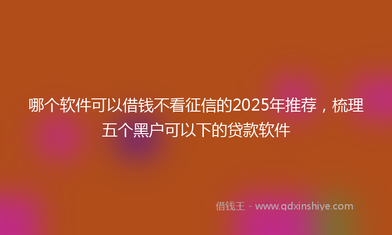 哪个软件可以借钱不看征信的2025年推荐，梳理五个黑户可以下的贷款软件