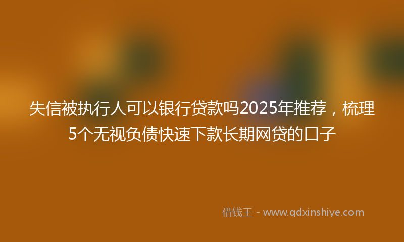 失信被执行人可以银行贷款吗2025年推荐，梳理5个无视负债快速下款长期网贷的口子