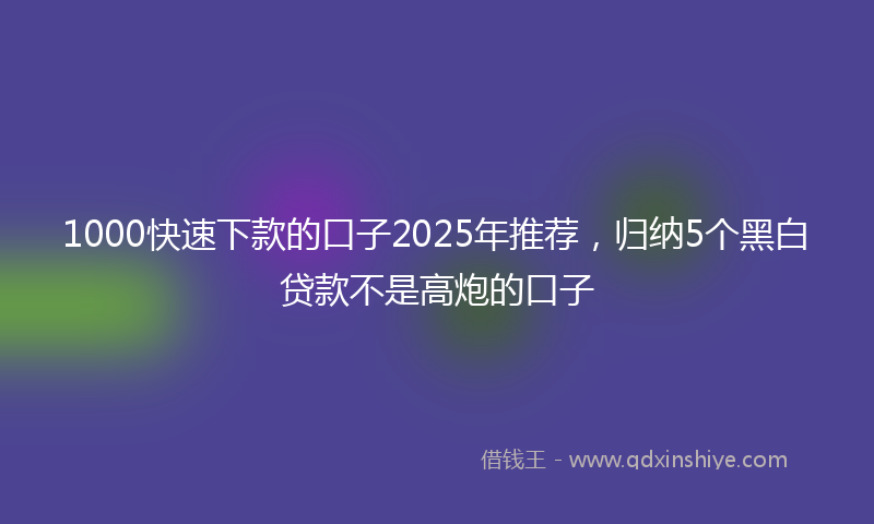 1000快速下款的口子2025年推荐，归纳5个黑白贷款不是高炮的口子