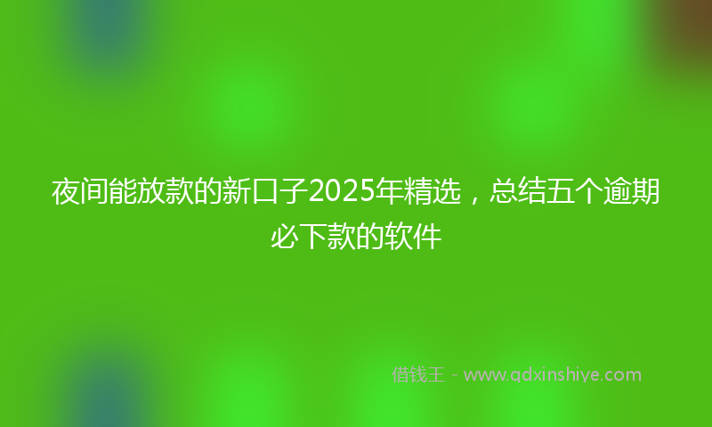 夜间能放款的新口子2025年精选，总结五个逾期必下款的软件