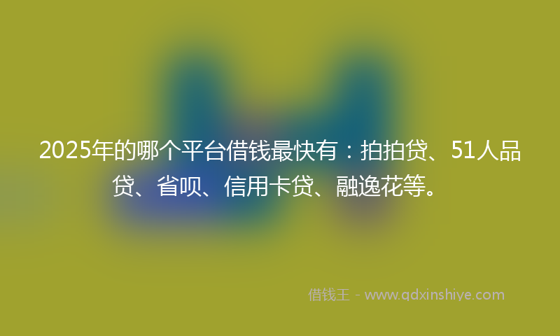 2025年的哪个平台借钱最快有：拍拍贷、51人品贷、省呗、信用卡贷、融逸花等。
