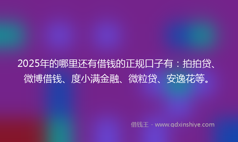 2025年的哪里还有借钱的正规口子有：拍拍贷、微博借钱、度小满金融、微粒贷、安逸花等。