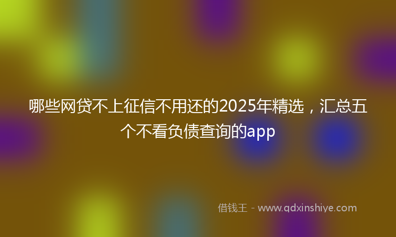 哪些网贷不上征信不用还的2025年精选，汇总五个不看负债查询的app