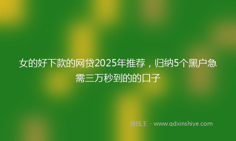 女的好下款的网贷2025年推荐，归纳5个黑户急需三万秒到的的口子