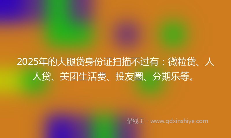 2025年的大腿贷身份证扫描不过有：微粒贷、人人贷、美团生活费、投友圈、分期乐等。