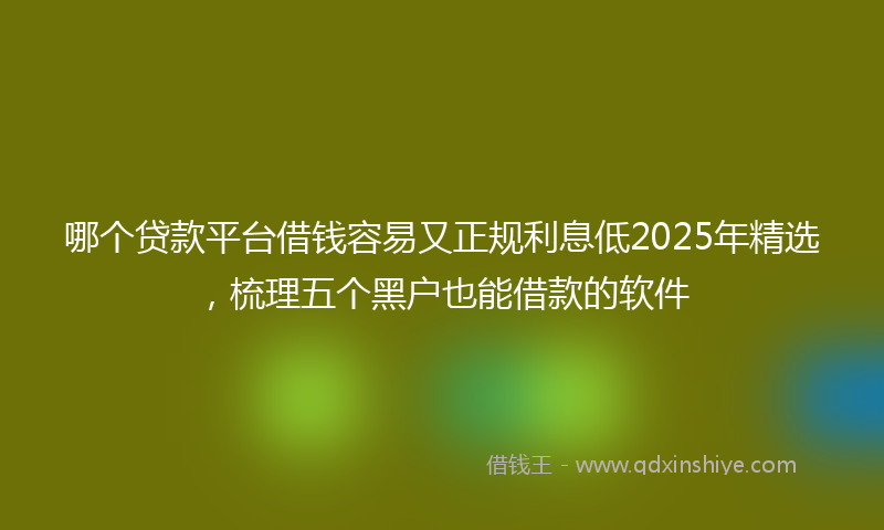 哪个贷款平台借钱容易又正规利息低2025年精选，梳理五个黑户也能借款的软件