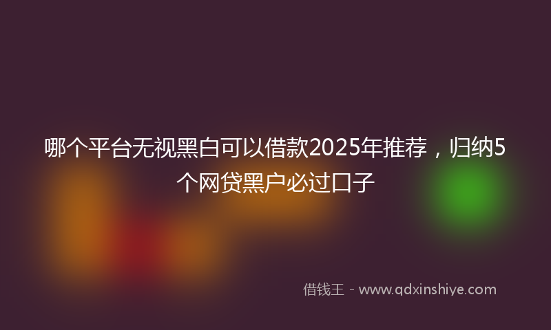 哪个平台无视黑白可以借款2025年推荐，归纳5个网贷黑户必过口子
