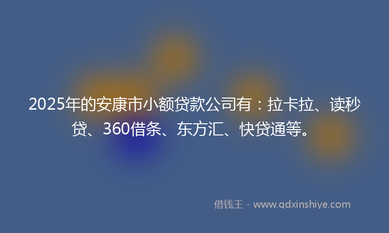2025年的安康市小额贷款公司有：拉卡拉、读秒贷、360借条、东方汇、快贷通等。