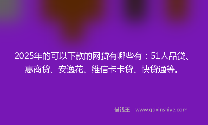 2025年的可以下款的网贷有哪些有：51人品贷、惠商贷、安逸花、维信卡卡贷、快贷通等。