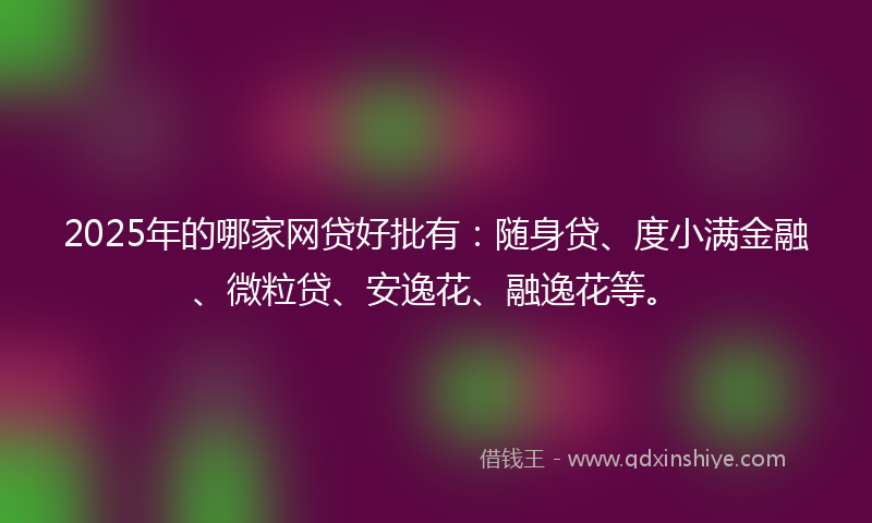 2025年的哪家网贷好批有：随身贷、度小满金融、微粒贷、安逸花、融逸花等。