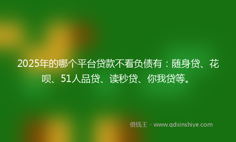 2025年的哪个平台贷款不看负债有：随身贷、花呗、51人品贷、读秒贷、你我贷等。