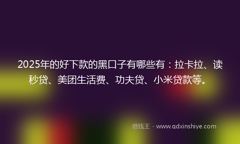 2025年的好下款的黑口子有哪些有：拉卡拉、读秒贷、美团生活费、功夫贷、小米贷款等。