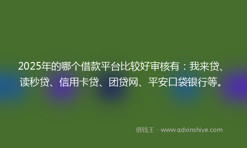 2025年的哪个借款平台比较好审核有：我来贷、读秒贷、信用卡贷、团贷网、平安口袋银行等。