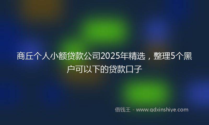 商丘个人小额贷款公司2025年精选，整理5个黑户可以下的贷款口子