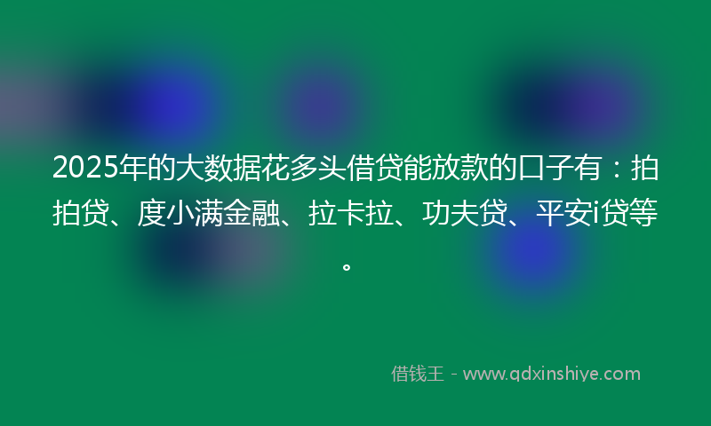 2025年的大数据花多头借贷能放款的口子有：拍拍贷、度小满金融、拉卡拉、功夫贷、平安i贷等。