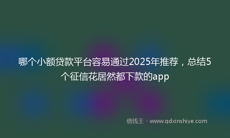 哪个小额贷款平台容易通过2025年推荐，总结5个征信花居然都下款的app