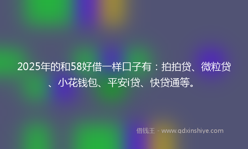 2025年的和58好借一样口子有：拍拍贷、微粒贷、小花钱包、平安i贷、快贷通等。