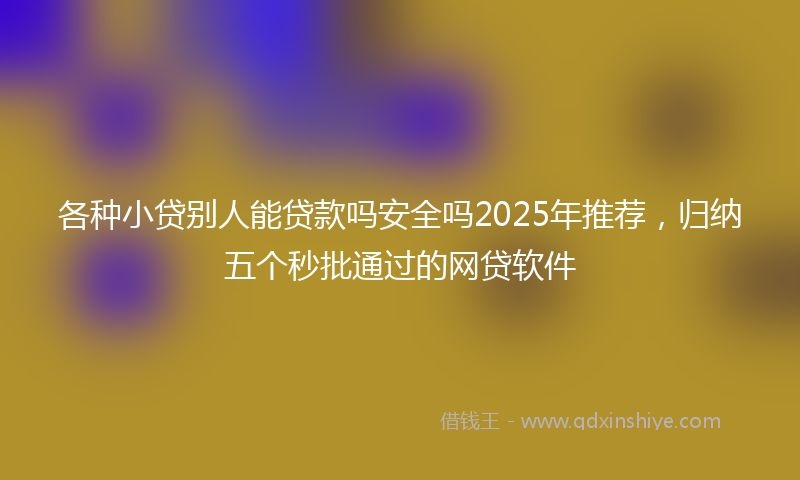 各种小贷别人能贷款吗安全吗2025年推荐，归纳五个秒批通过的网贷软件