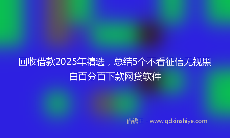 回收借款2025年精选，总结5个不看征信无视黑白百分百下款网贷软件