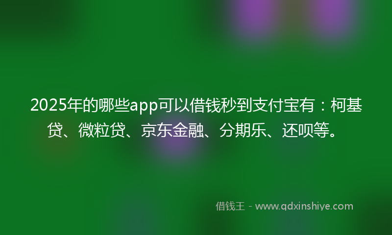 2025年的哪些app可以借钱秒到支付宝有：柯基贷、微粒贷、京东金融、分期乐、还呗等。