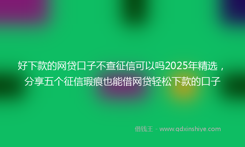 好下款的网贷口子不查征信可以吗2025年精选，分享五个征信瑕疵也能借网贷轻松下款的口子