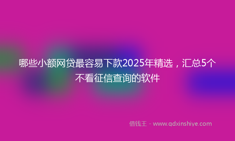 哪些小额网贷最容易下款2025年精选，汇总5个不看征信查询的软件