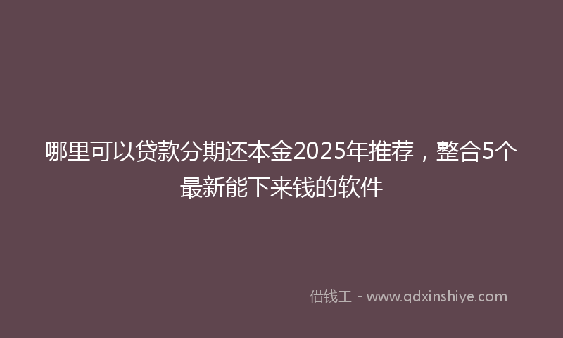 哪里可以贷款分期还本金2025年推荐，整合5个最新能下来钱的软件