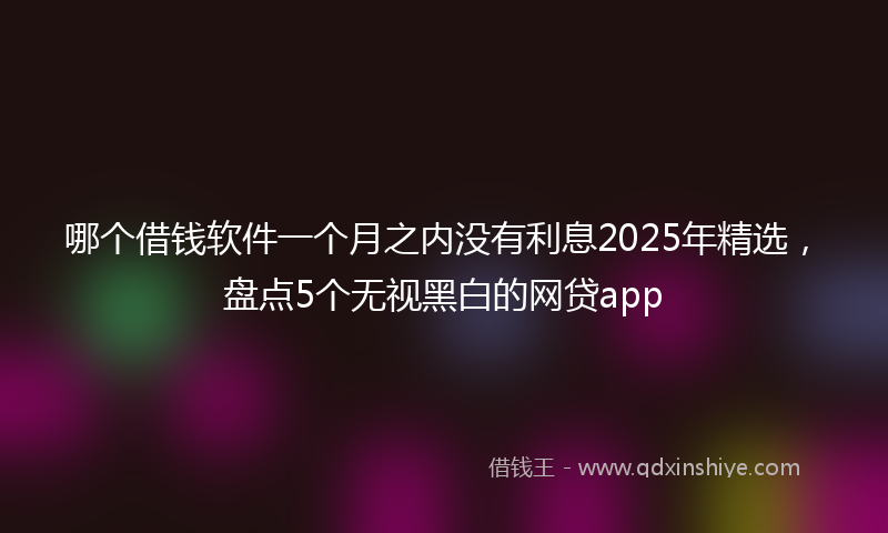 哪个借钱软件一个月之内没有利息2025年精选，盘点5个无视黑白的网贷app