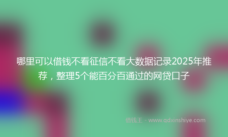 哪里可以借钱不看征信不看大数据记录2025年推荐，整理5个能百分百通过的网贷口子