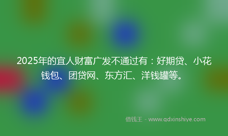 2025年的宜人财富广发不通过有：好期贷、小花钱包、团贷网、东方汇、洋钱罐等。
