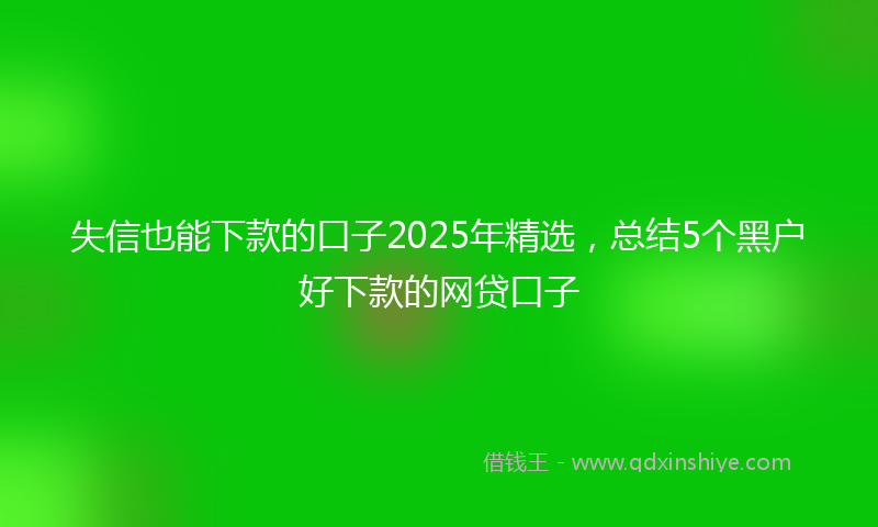 失信也能下款的口子2025年精选，总结5个黑户好下款的网贷口子