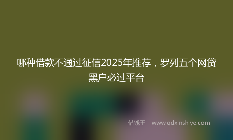 哪种借款不通过征信2025年推荐，罗列五个网贷黑户必过平台