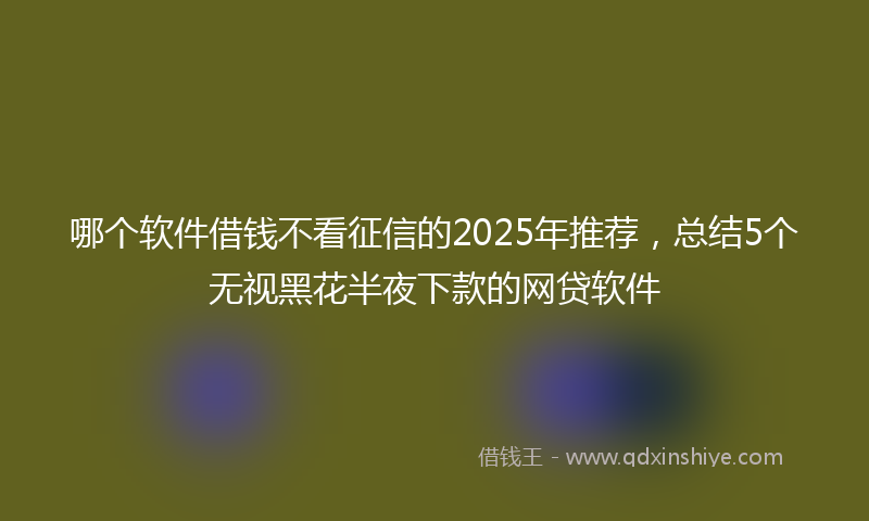 哪个软件借钱不看征信的2025年推荐，总结5个无视黑花半夜下款的网贷软件