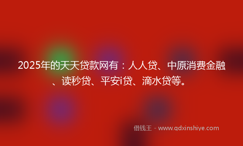 2025年的天天贷款网有：人人贷、中原消费金融、读秒贷、平安i贷、滴水贷等。