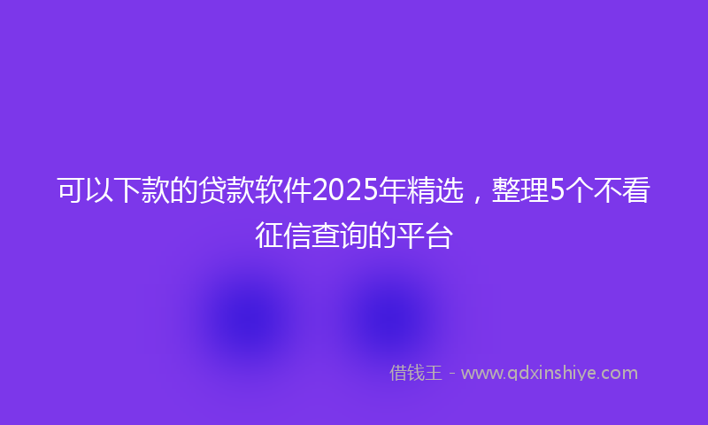 可以下款的贷款软件2025年精选，整理5个不看征信查询的平台