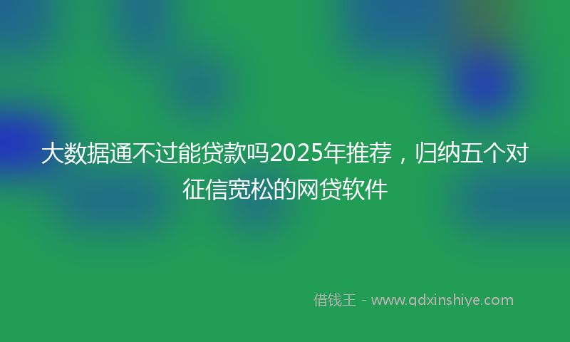 大数据通不过能贷款吗2025年推荐，归纳五个对征信宽松的网贷软件