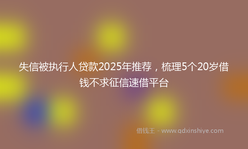 失信被执行人贷款2025年推荐，梳理5个20岁借钱不求征信速借平台
