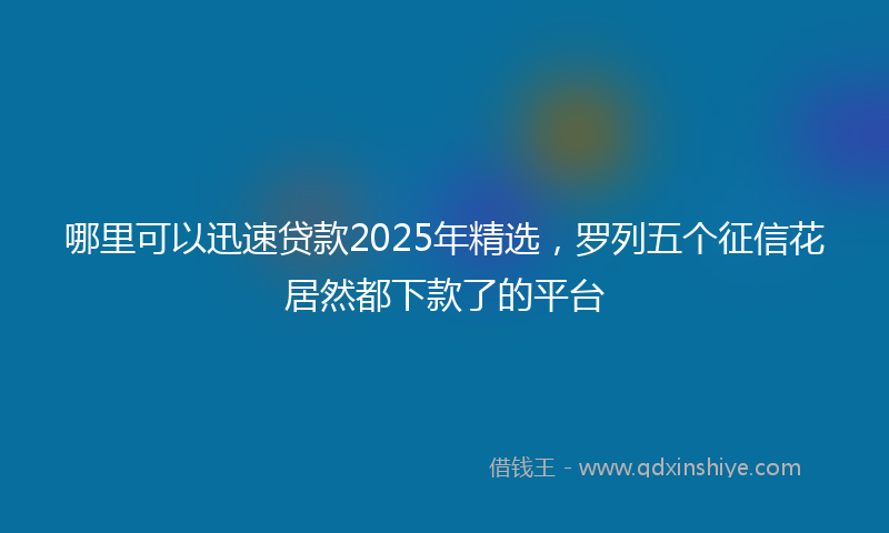 哪里可以迅速贷款2025年精选，罗列五个征信花居然都下款了的平台
