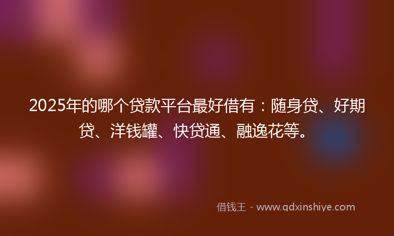 2025年的哪个贷款平台最好借有：随身贷、好期贷、洋钱罐、快贷通、融逸花等。